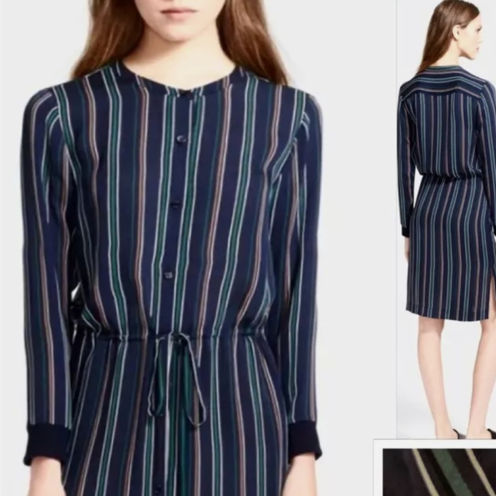 Theory Silk Shirt Dress, Striped, Size M